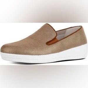 FitFlop Houndstooth Print Superskate Slip On Pale Gold